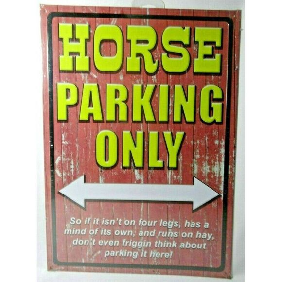 Horse Parking Only Tin Sign Rustic Wall Hanging 17 x 12 Inch Barn Garage NEW - Picture 1 of 1